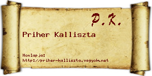Priher Kalliszta névjegykártya